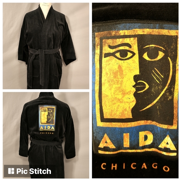 AIDA Turkish Cotton Black Wrap Robe Unisex Elton John Broadway Musical Chicago - Picture 1 of 14